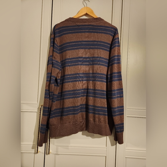 Vintage Tommy Hilfiger Brown With Blue Stipes Cardigan - Picture 5 of 7